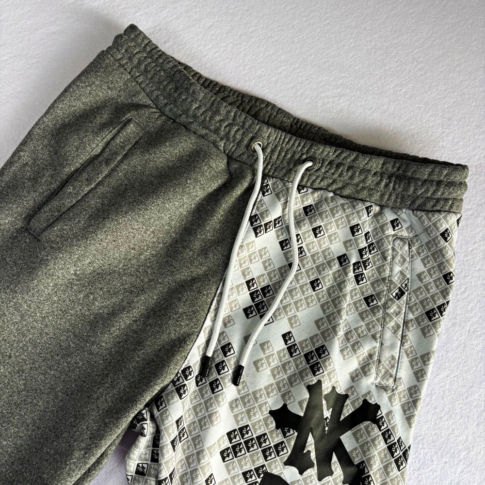Zoo York Mens M Joggers Sweatpants Split Leg Two Tone Gray Checkerboard Graphic